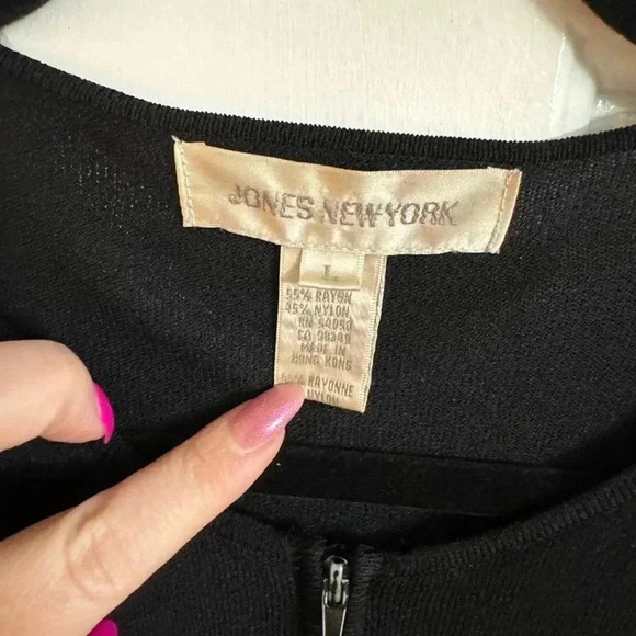 VINTAGE Jones New York Zip Up Sweater 80’s 90’s Work Wear Date Night Jackie O - Picture 4 of 11